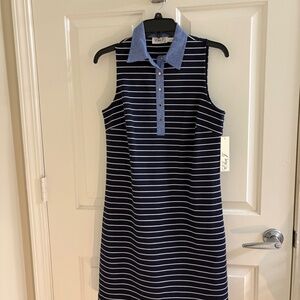 Eliza J Navy & White Sleeveless Polo Dress with Chambray Collar – NWT – Size 6